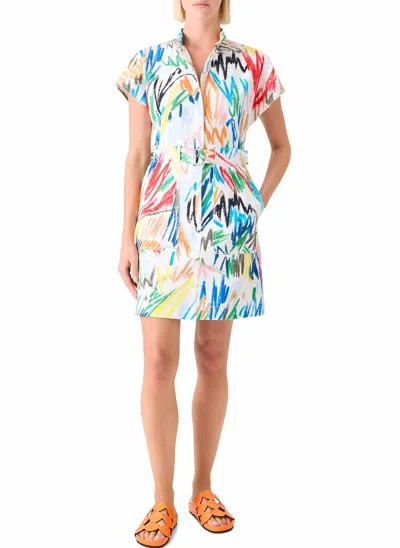 Akris Punto Cotton Print Denim Shirt Dress In Cream Multi In Neutral