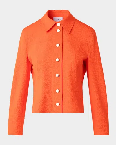 Akris Punto Cotton Seersucker Jacket In Orange