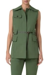 Akris Punto Cotton Stretch Gabardine Belted Vest In Laurel