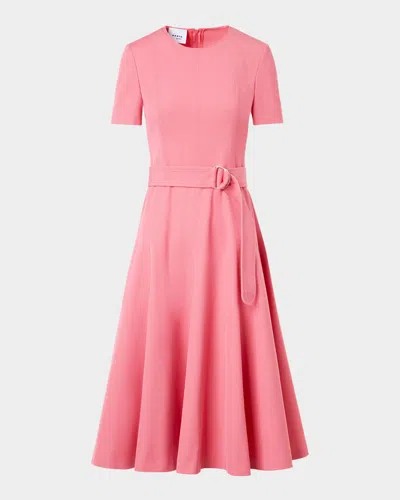 Akris Punto Cotton-wool Belted Midi Dress In Pink