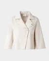 Akris Punto Cotton-wool Denim Moto Jacket In Cashew