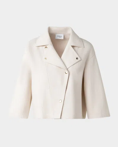 Akris Punto Cotton-wool Denim Moto Jacket In Cashew