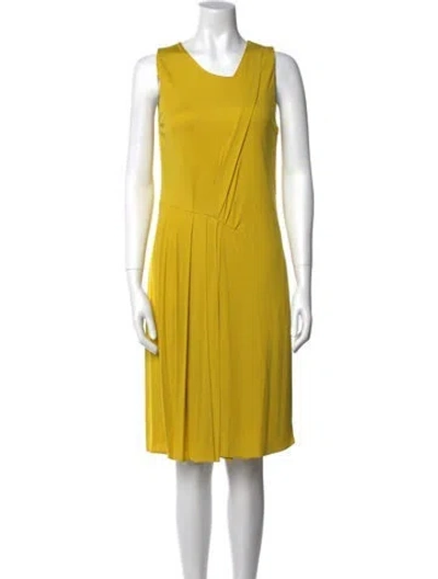 Pre-owned Akris Punto Cowl Neck Knee-length Dress W/ Tags In Yellow
