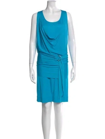 Pre-owned Akris Punto Cowl Neck Mini Dress In Blue