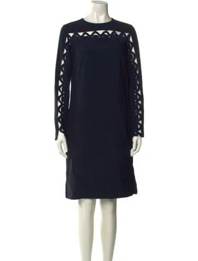 Pre-owned Akris Punto Crew Neck Knee-length Dress In Blue
