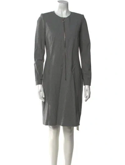 Pre-owned Akris Punto Crew Neck Knee-length Dress In Gray