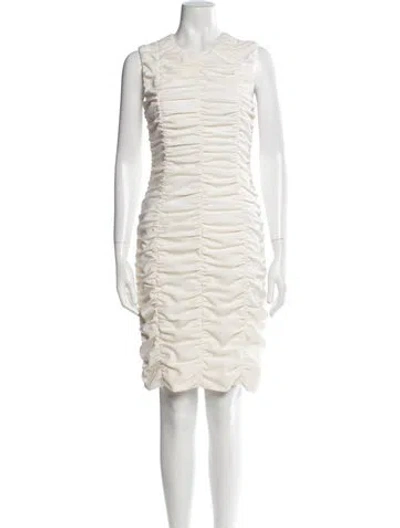 Pre-owned Akris Punto Crew Neck Knee-length Dress In Neutral