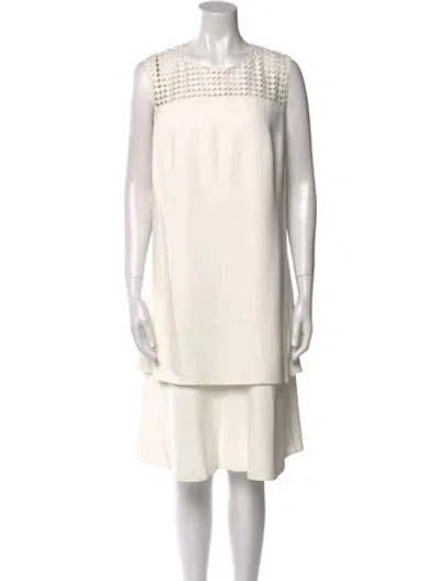 Pre-owned Akris Punto Crew Neck Knee-length Dress In White