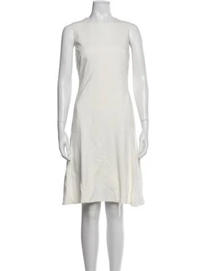 Pre-owned Akris Punto Crew Neck Knee-length Dress In White