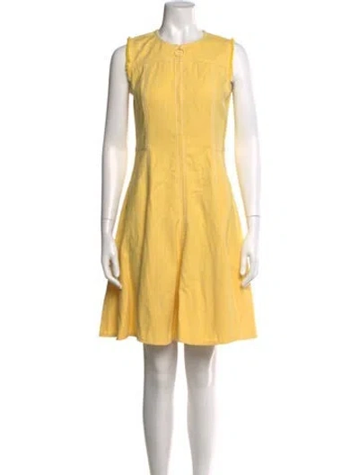 Pre-owned Akris Punto Crew Neck Knee-length Dress In Yellow