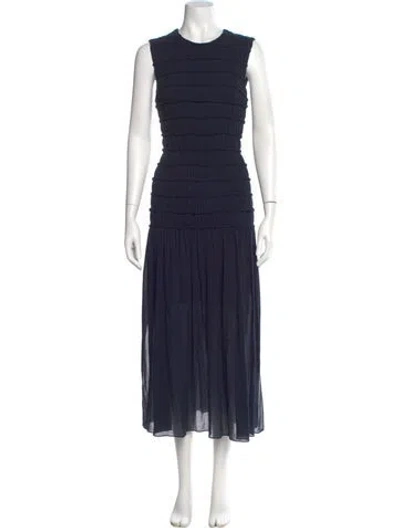 Pre-owned Akris Punto Crew Neck Long Dress In Blue