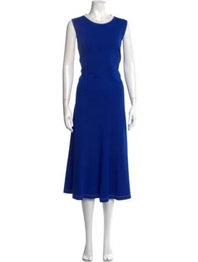 Pre-owned Akris Punto Crew Neck Long Dress In Blue
