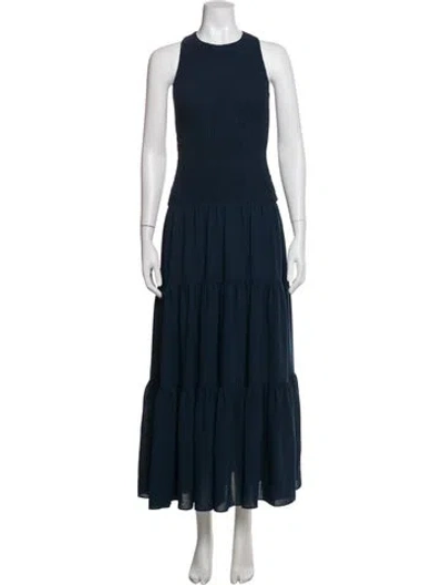 Pre-owned Akris Punto Crew Neck Long Dress In Blue