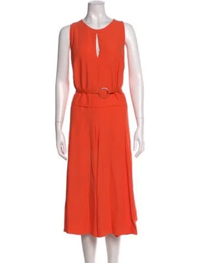 Pre-owned Akris Punto Crew Neck Long Dress In Orange