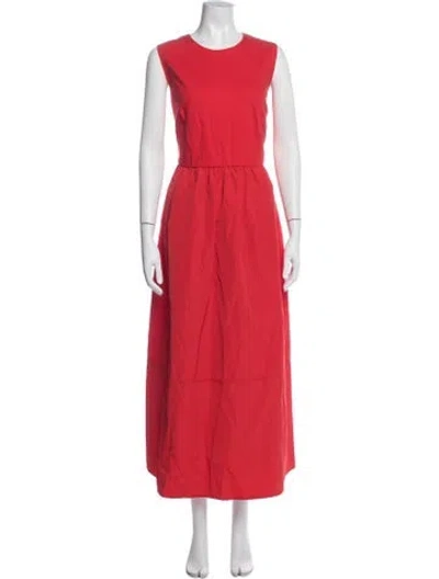 Pre-owned Akris Punto Crew Neck Long Dress In Red