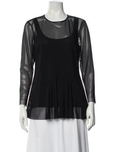 Pre-owned Akris Punto Crew Neck Long Sleeve Blouse In Black