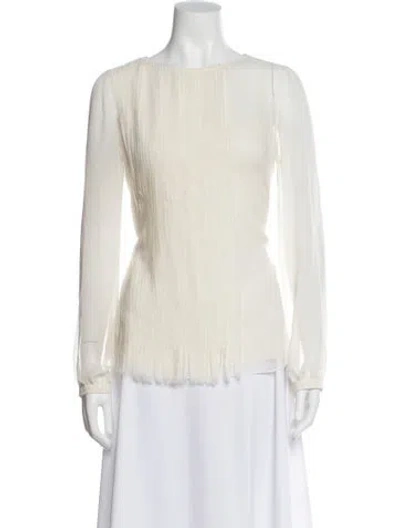 Pre-owned Akris Punto Crew Neck Long Sleeve Blouse In White