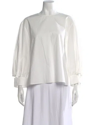 Pre-owned Akris Punto Crew Neck Long Sleeve Blouse In White
