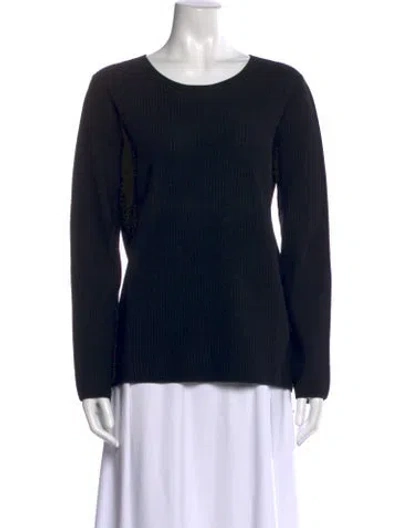Pre-owned Akris Punto Crew Neck Long Sleeve Top In Black