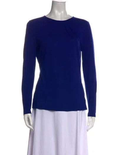 Pre-owned Akris Punto Crew Neck Long Sleeve Top In Blue