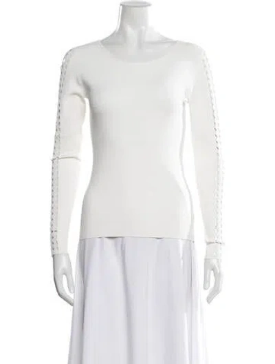 Pre-owned Akris Punto Crew Neck Long Sleeve Top W/ Tags In White