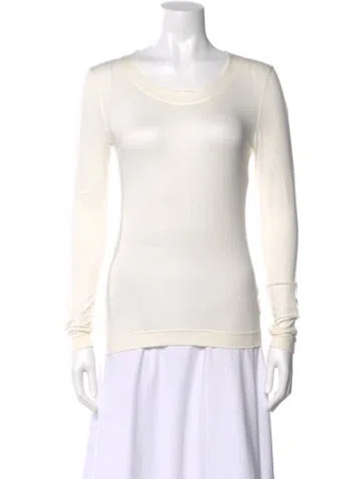 Pre-owned Akris Punto Crew Neck Long Sleeve Top In White