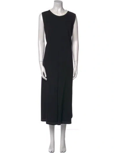 Pre-owned Akris Punto Crew Neck Midi Length Dress In Black