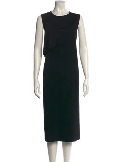 Pre-owned Akris Punto Crew Neck Midi Length Dress In Black
