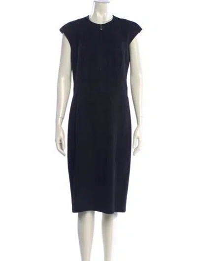 Pre-owned Akris Punto Crew Neck Midi Length Dress In Black
