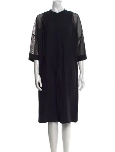 Pre-owned Akris Punto Crew Neck Midi Length Dress In Black