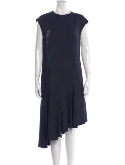 Pre-owned Akris Punto Crew Neck Midi Length Dress In Blue