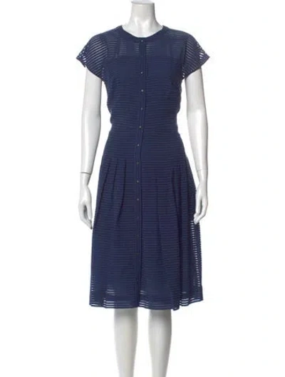 Pre-owned Akris Punto Crew Neck Midi Length Dress In Blue