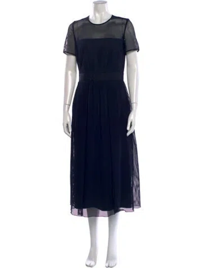 Pre-owned Akris Punto Crew Neck Midi Length Dress In Blue