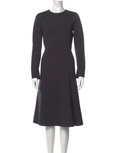 Pre-owned Akris Punto Crew Neck Midi Length Dress In Gray