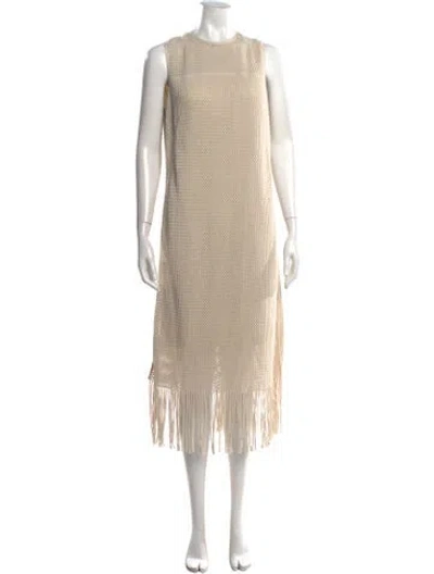 Pre-owned Akris Punto Crew Neck Midi Length Dress In Neutral