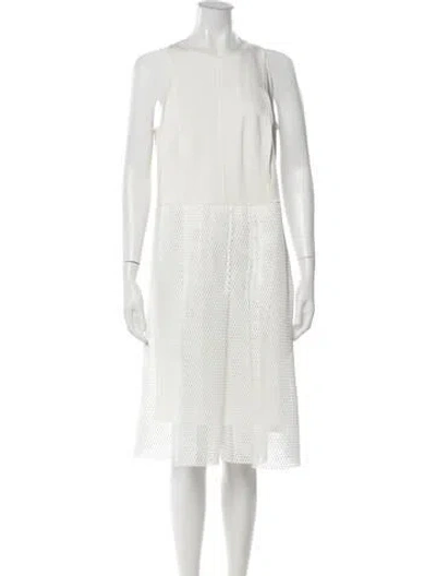Pre-owned Akris Punto Crew Neck Midi Length Dress In Neutrals