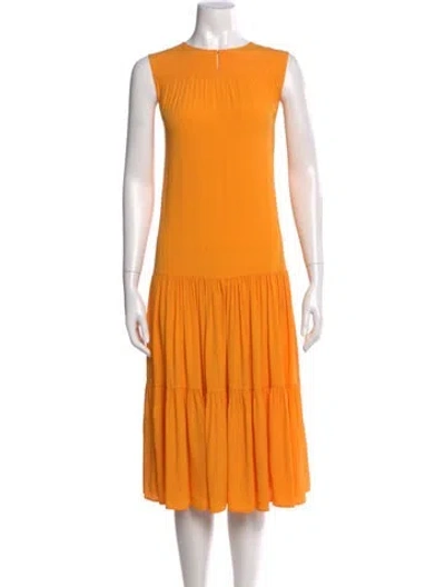 Pre-owned Akris Punto Crew Neck Midi Length Dress In Orange