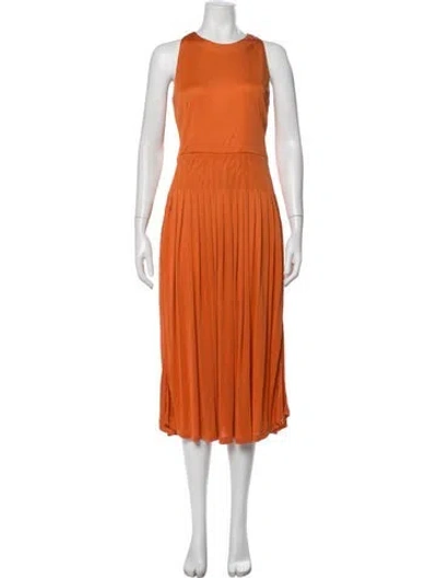 Pre-owned Akris Punto Crew Neck Midi Length Dress In Orange