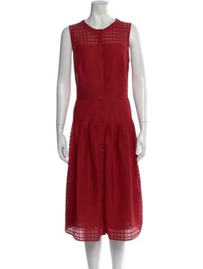 Pre-owned Akris Punto Crew Neck Midi Length Dress In Red