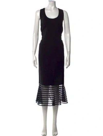 Pre-owned Akris Punto Crew Neck Midi Length Dress W/ Tags In Black