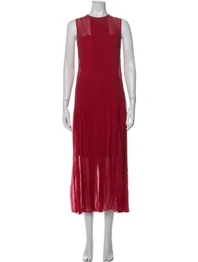 Pre-owned Akris Punto Crew Neck Midi Length Dress W/ Tags In Red