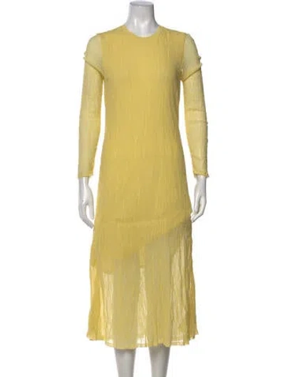 Pre-owned Akris Punto Crew Neck Midi Length Dress In Yellow
