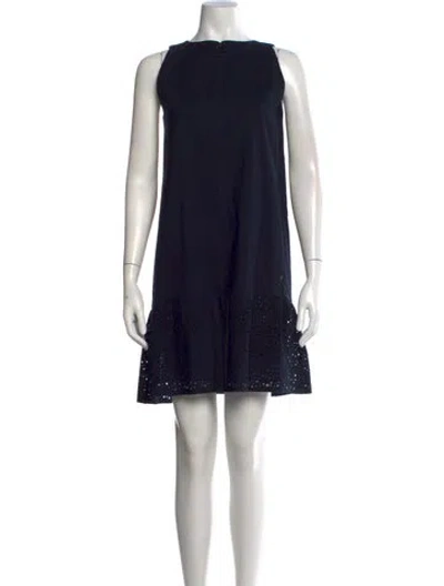 Pre-owned Akris Punto Crew Neck Mini Dress In Black