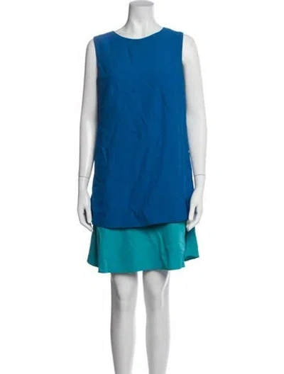 Pre-owned Akris Punto Crew Neck Mini Dress In Blue