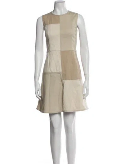 Pre-owned Akris Punto Crew Neck Mini Dress In Neutral