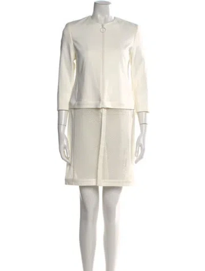 Pre-owned Akris Punto Crew Neck Mini Dress In Neutral