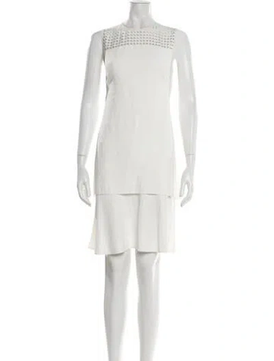 Pre-owned Akris Punto Crew Neck Mini Dress In White