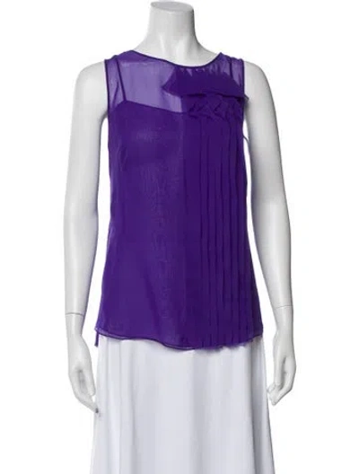 Pre-owned Akris Punto Crew Neck Sleeveless Blouse In Purple
