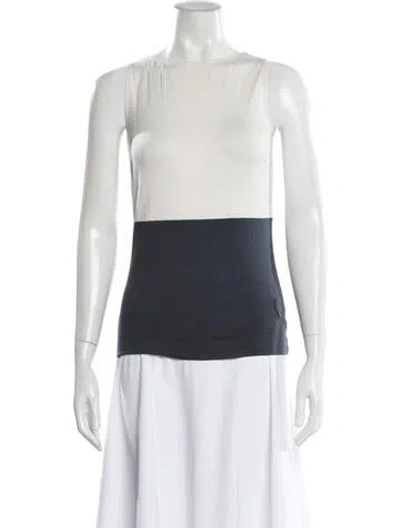 Pre-owned Akris Punto Crew Neck Sleeveless Top In White