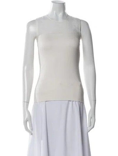 Pre-owned Akris Punto Crew Neck Sleeveless Top In White
